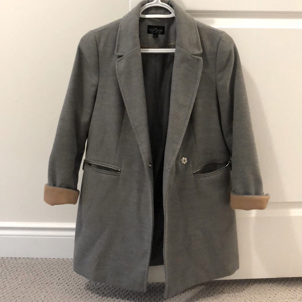 Topshop Blazer Coat in Grey (Petite Size US0)